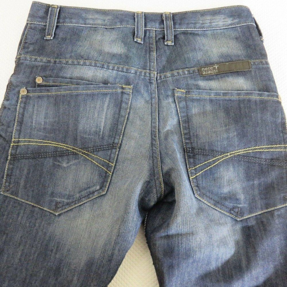 C & A Here There 16 Girls Denim Jean Bermuda Shorts Dark Blue Green Lining - Picture 2 of 9